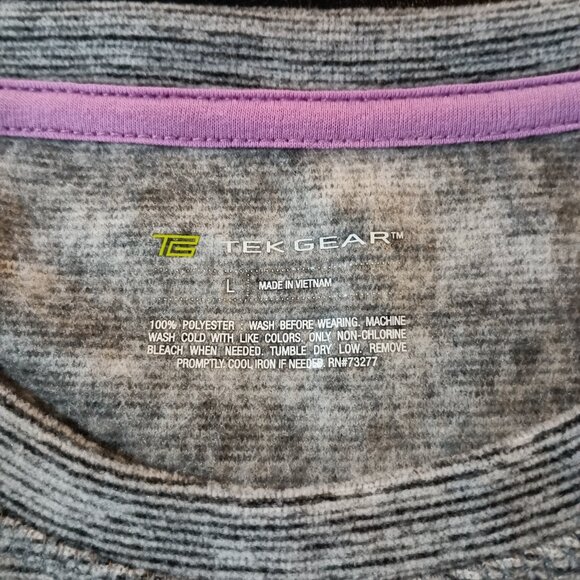 Tek Gear Women Large Gray Pullover Scoop Neck Activewear Fleece Long Sleeve L - Picture 3 of 6